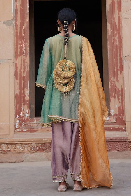 Etasha By Asha Jain Sea Green Embroidered Kurta Set 