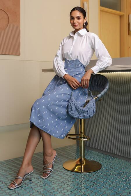 Buy B'Infinite Blue Denim Midi Skirt Buy_B'Infinite_Blue Denim Midi Skirt