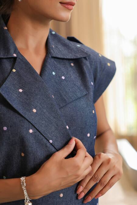 Buy B'Infinite Blue Denim Collared Designer Dress Buy_B'Infinite_Blue Denim Collared Designer Dress