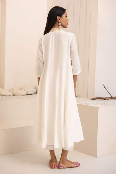 Tuli Ivory Dola Silk Anarkali Kurta Set 