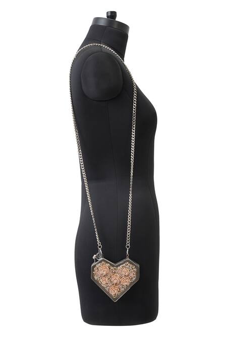 Buy Anaar Gray Embroidery, Beads Flora Slingette Clutch Online at Aza Fashions Buy_Anaar_Gray Embroidery, Beads Flora Slingette Clutch _Online_at_Aza_Fashions