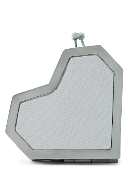 Shop Anaar Silver Embroidery, Beads Designer Slingette Clutch at Aza Fashions Shop_Anaar_Silver Embroidery, Beads Designer Slingette Clutch _at_Aza_Fashions