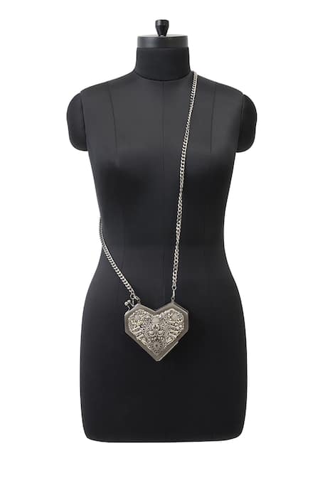 Buy_Anaar_Gold Crystals, Embroidery Foiled Milano Satin Clutch _Online_at_Aza_Fashions