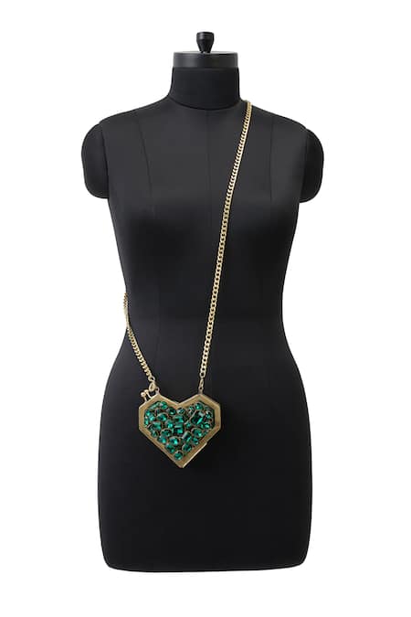 Buy Anaar Green Crystals Liza Slingette Designer Clutch Online at Aza Fashions Buy_Anaar_Green Crystals Liza Slingette Designer Clutch _Online_at_Aza_Fashions