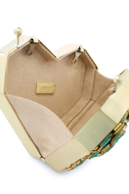 Anaar Green Crystals Liza Slingette Designer Clutch at Aza Fashions Anaar_Green Crystals Liza Slingette Designer Clutch _at_Aza_Fashions