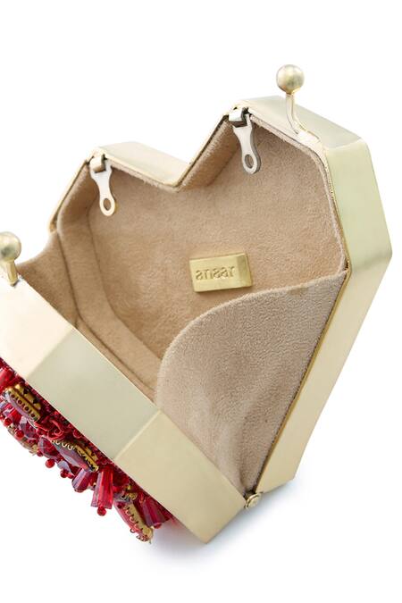 Shop Anaar Red Beads Scarlet Slingette Clutch Online at Aza Fashions Shop_Anaar_Red Beads Scarlet Slingette Clutch _Online_at_Aza_Fashions