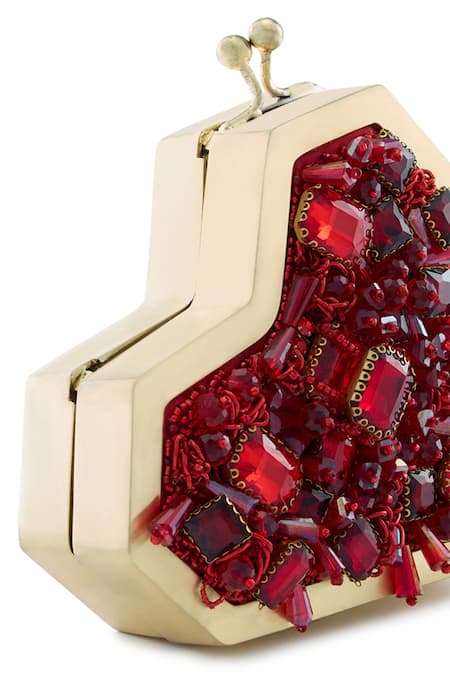 Buy Anaar Red Beads Scarlet Slingette Clutch Buy_Anaar_Red Beads Scarlet Slingette Clutch