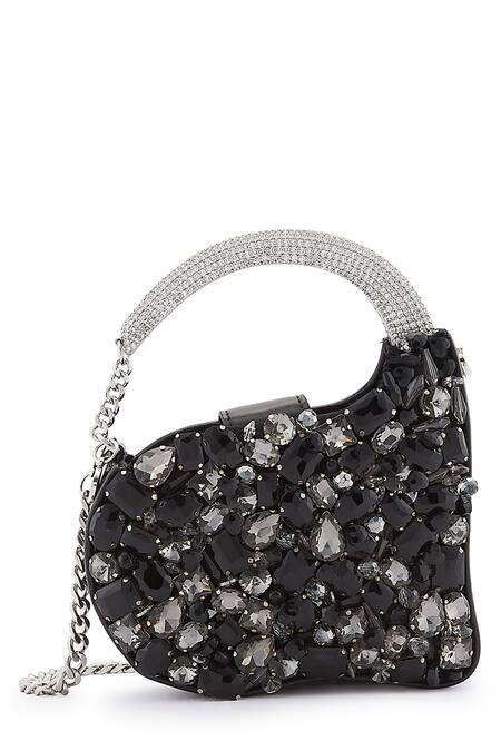 Anaar_Black Crystals Designer Showtime Annette Clutch _at_Aza_Fashions