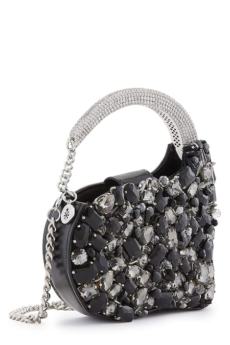 Anaar Black Crystals Designer Showtime Annette Clutch 