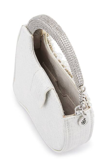 Buy Anaar White Pearls, Crystals Boss Lady Anette Designer Clutch Online at Aza Fashions Buy_Anaar_White Pearls, Crystals Boss Lady Anette Designer Clutch _Online_at_Aza_Fashions