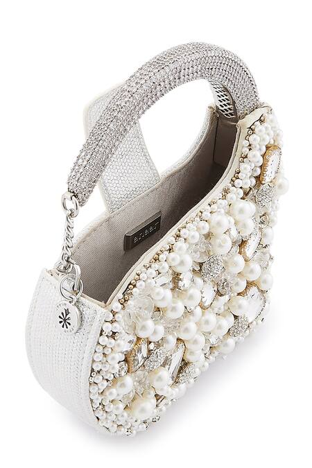 Buy Anaar White Pearls, Crystals Boss Lady Anette Designer Clutch Buy_Anaar_White Pearls, Crystals Boss Lady Anette Designer Clutch