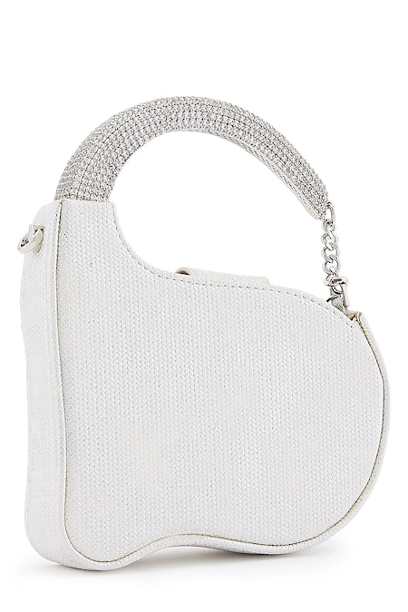 Shop Anaar White Pearls, Crystals Boss Lady Anette Designer Clutch at Aza Fashions Shop_Anaar_White Pearls, Crystals Boss Lady Anette Designer Clutch _at_Aza_Fashions