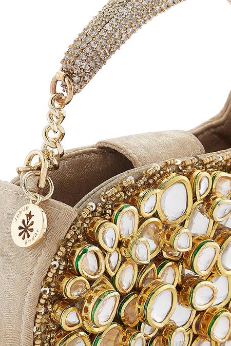 Shop Anaar Gold Stones Foiled Milano Satin Clutch Online at Aza Fashions Shop_Anaar_Gold Stones Foiled Milano Satin Clutch _Online_at_Aza_Fashions