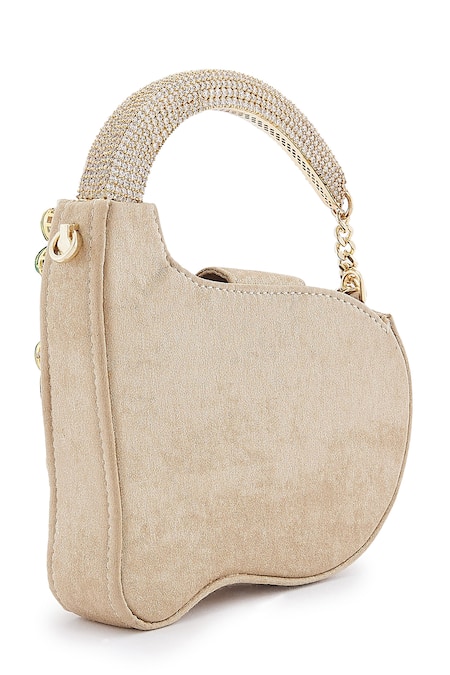 Shop Anaar Gold Stones Foiled Milano Satin Clutch at Aza Fashions Shop_Anaar_Gold Stones Foiled Milano Satin Clutch _at_Aza_Fashions