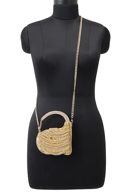 Buy Anaar Gold Chains, Rhinestones Foiled Milano Satin Clutch Online at Aza Fashions Buy_Anaar_Gold Chains, Rhinestones Foiled Milano Satin Clutch _Online_at_Aza_Fashions