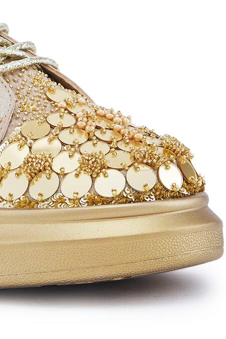 Buy_Anaar_Gold Dapper Diva Classic Sneakers _Online_at_Aza_Fashions