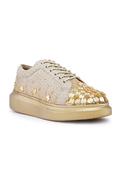 Shop_Anaar_Gold Dapper Diva Classic Sneakers _Online_at_Aza_Fashions