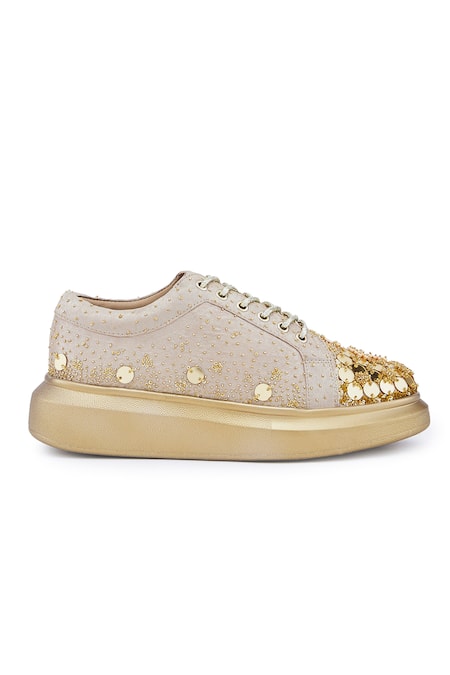 Anaar_Gold Dapper Diva Classic Sneakers _at_Aza_Fashions