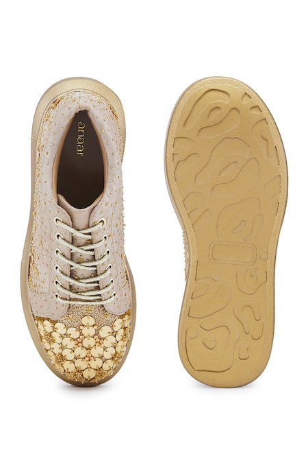 Anaar_Gold Dapper Diva Classic Sneakers _Online_at_Aza_Fashions