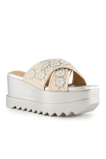 Shop_Anaar_Beige Beads, Pearls Embellished Luna Sandals _Online_at_Aza_Fashions