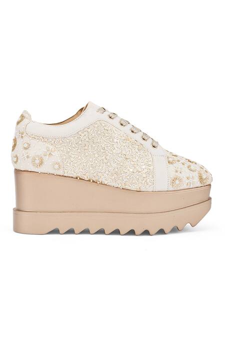 Shop_Anaar_White Buttercream Bliss Sneaker Wedges _Online_at_Aza_Fashions