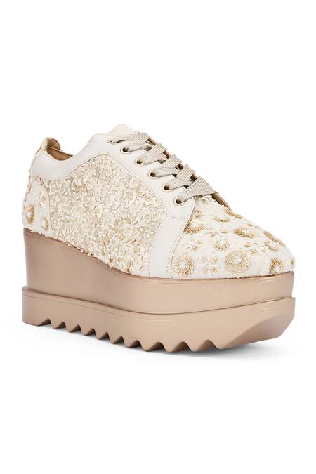 Buy_Anaar_White Buttercream Bliss Sneaker Wedges 
