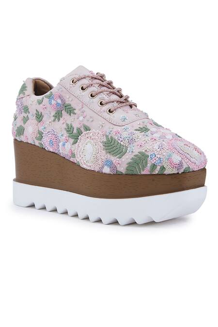 Buy_Anaar_Pink Blush Peony Wedge Sneakers 
