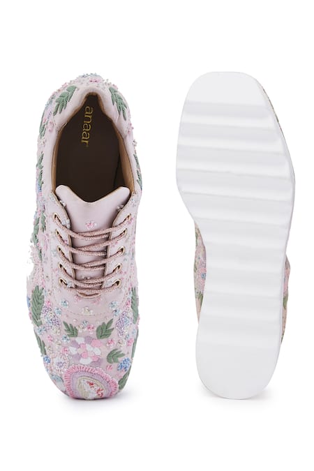 Anaar Blush Peony Wedge Sneakers 