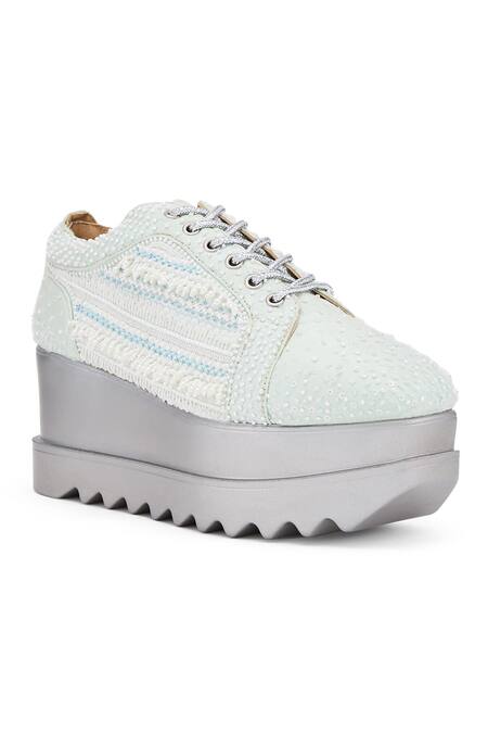 Buy Anaar Mint Beads, Embroidery Mist Me Wedges Sneakers Online at Aza Fashions Buy_Anaar_Mint Beads, Embroidery Mist Me Wedges Sneakers _Online_at_Aza_Fashions