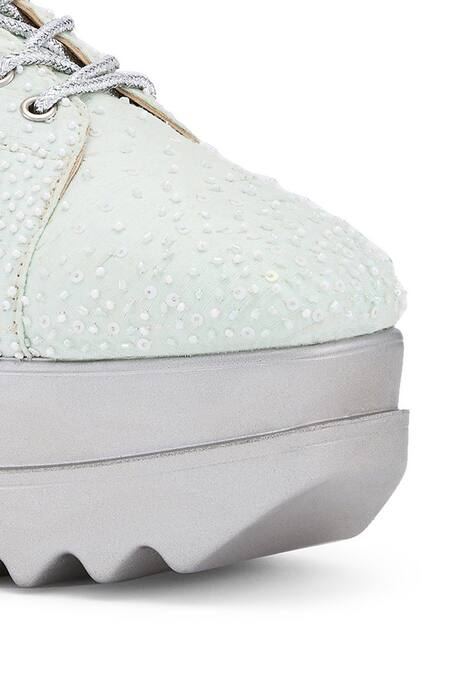 Anaar Mint Beads, Embroidery Mist Me Wedges Sneakers at Aza Fashions Anaar_Mint Beads, Embroidery Mist Me Wedges Sneakers _at_Aza_Fashions