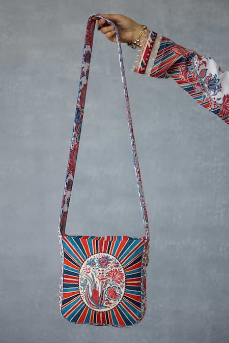Shop Torani Multi Color Embroidery Coromandel Aashi Sling Bag at Aza Fashions Shop_Torani_Multi Color Embroidery Coromandel Aashi Sling Bag _at_Aza_Fashions