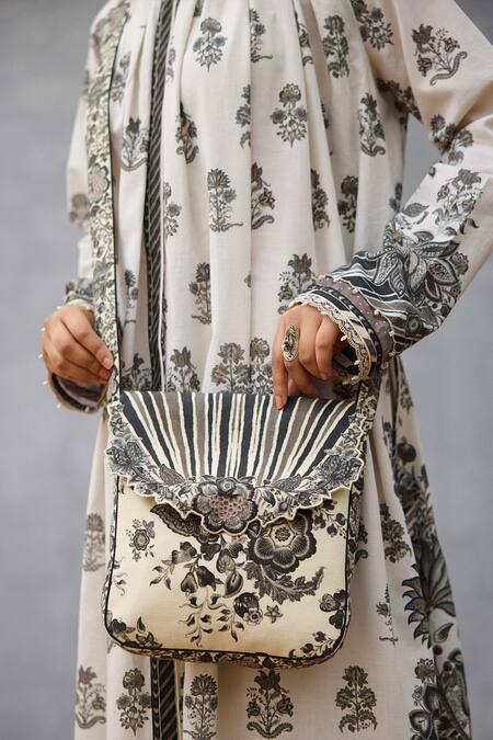 Shop_Torani_Black Embroidery Kalamkari Aashi Sling Bag _Online_at_Aza_Fashions