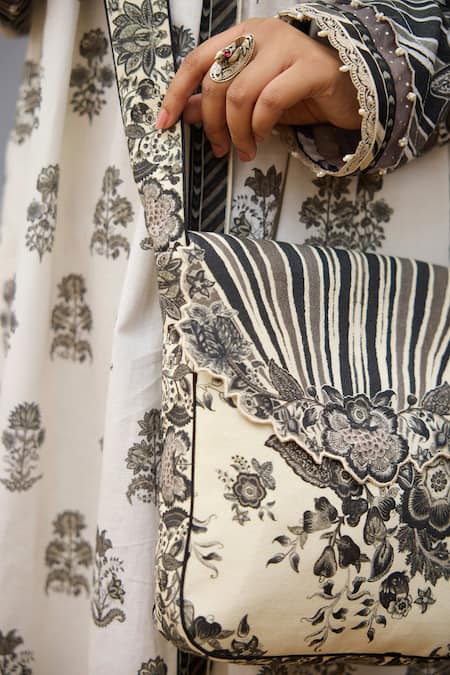 Shop_Torani_Black Embroidery Kalamkari Aashi Sling Bag 