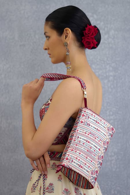 Torani_Multi Color Embroidery Coromandel Purna Pouch _Online_at_Aza_Fashions