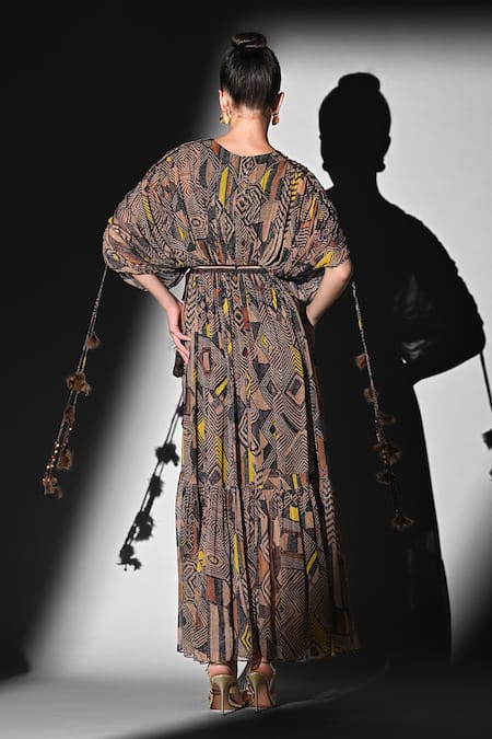 Nikita Mhaisalkar Geometric Canary Printed Maxi Dress 