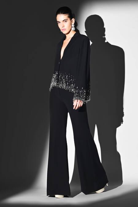Nikita Mhaisalkar Black Beads Noir Crystal Embroidered Pant Set Online at Aza Fashions Nikita Mhaisalkar_Black Beads Noir Crystal Embroidered Pant Set _Online_at_Aza_Fashions