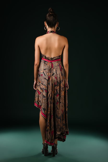 Nikita Mhaisalkar Fuchsia Geometric Asymmetrical Dress 