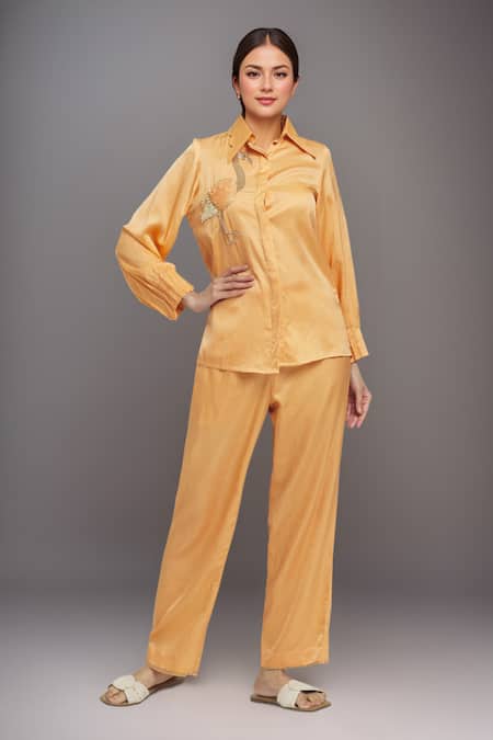 Samyukta Singhania Bird Embroidered Placement Shirt With Pant 