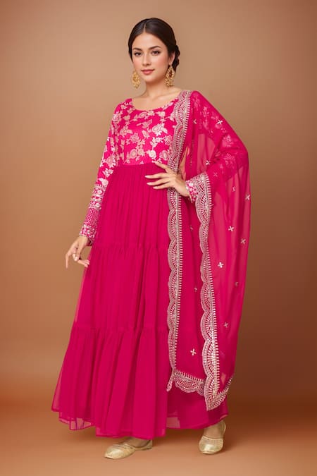 Samyukta Singhania Bahar Blossom Tiered Anarkali With Dupatta 