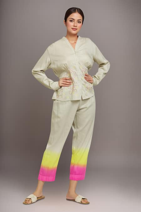 Naintara Bajaj Placement Embroidery Shirt With Ombre Pant 