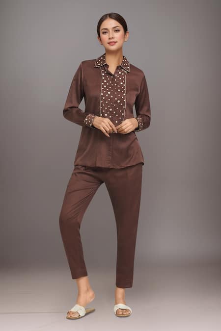Samyukta Singhania Placement Embellished Shirt With Pant 