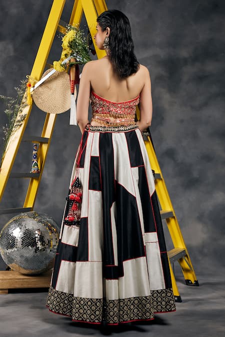 Vandana Sethi Black & White Designer Lehenga Set 