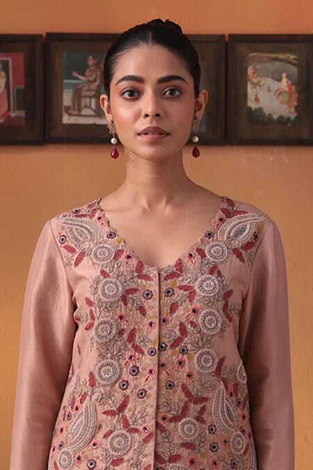 Buy Ekru Pink Chiffon, Silk, Linen Sequins, Embroidery Genda Phool Jacket And Lehenga Set Online at Aza Fashions Buy_Ekru_Pink Chiffon, Silk, Linen Sequins, Embroidery Genda Phool Jacket And Lehenga Set_Online_at_Aza_Fashions