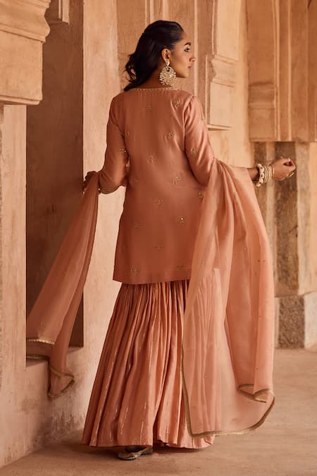 Kritika Dawar Pink Embroidered Kurta Sharara Set 