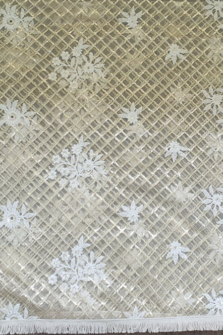 Buy_Monk & Mei By Sonia Anand_Gold Net Embroidery Zari Jaal Dupatta _Online_at_Aza_Fashions