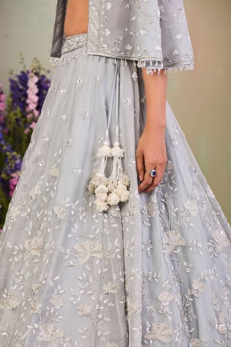 Buy Sue Mue Blue Silk Organza Sequins, Beads, Zari Sweetheart Ice Embroidered Lehenga Set Online at Aza Fashions Buy_Sue Mue_Blue Silk Organza Sequins, Beads, Zari Sweetheart Ice Embroidered Lehenga Set _Online_at_Aza_Fashions