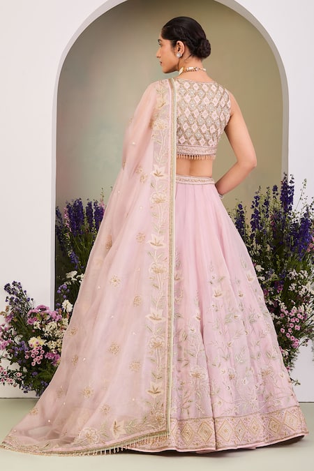 Sue Mue Classic Floral Embroidered Lehenga Set 