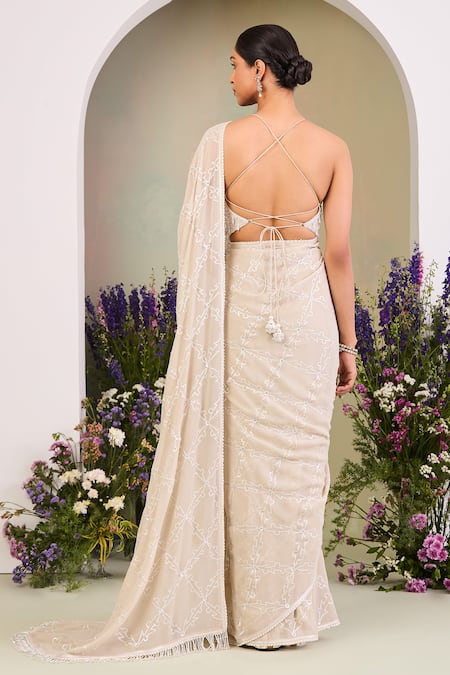 Sue Mue Embroidered Pure Georgette Saree Set 