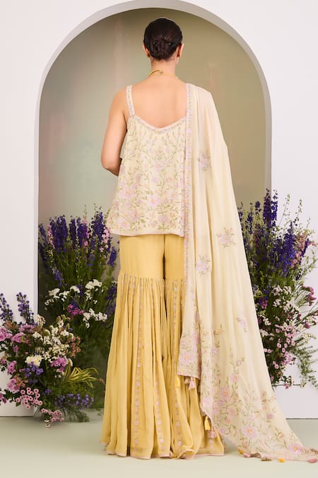 Sue Mue Pastel Floral Embroidered Kurta Set 