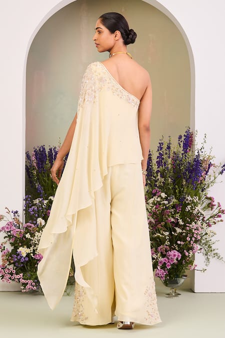 Sue Mue Light Yellow Embroidered Jumpsuit 
